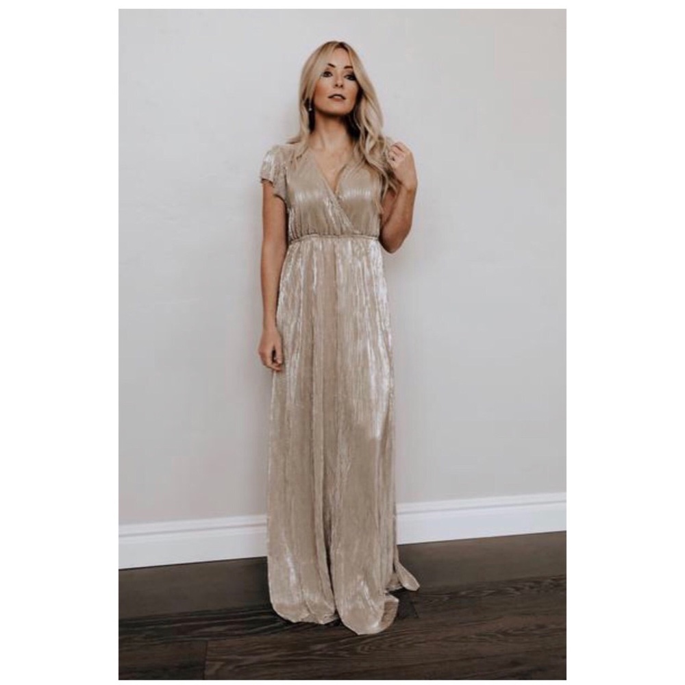 Baltic Born Athena Pleated Maxi Dress In Gold
